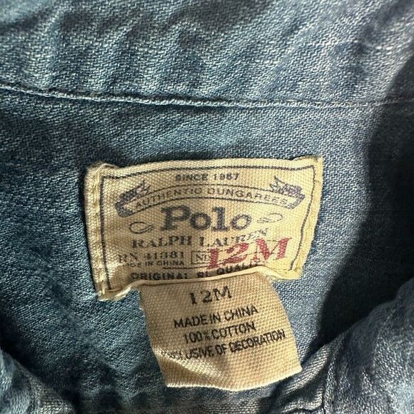 Polo Ralph Lauren Denim Romper Size 12 months Baby Girl  Vintage - Picture 2 of 4